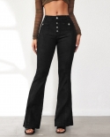 2024 Spring New Style Buttoned Slim Fit Bootcut Jeans For Women High Waist Spliced ​​trousers In Stock
