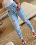 Factory Direct Sales 2024 Spring And Autumn New High-waist Slim Denim Trousers For Women Hot-selling Ripped Small-leg Pa