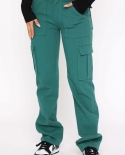  And  Fashion   New Style Women's Trousers With Pocket Splicing Casual Loose Mid-waist Jeans For Women