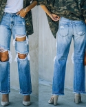 -factory Direct Sales In Stock  And  Style Jeans, Loose, Ripped, Slimming, Washed Women's Denim Trousers
