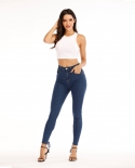 Factory Direct Sales High-waisted Slim-fitting  And  Strappy Eyelet Stretch Denim Pencil Pants For Women