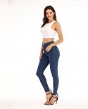 Factory Direct Sales High-waisted Slim-fitting  And  Strappy Eyelet Stretch Denim Pencil Pants For Women