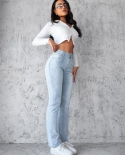 2024 Summer New  And  Style Jeans, Fashionable, Simple, Slim, Straight, Light Blue Trousers Are The Best Choice