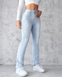 2024 Summer New  And  Style Jeans, Fashionable, Simple, Slim, Straight, Light Blue Trousers Are The Best Choice