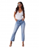  And  2024 New   Stretch Straight Jeans Women's Temperament Commuting Ripped Washed Trousers
