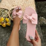 Women Summer Casual Slides Comfortable Flax Slippers Striped Bow Linen Flip Flops Platform Sandals Ladies Indoor Shoes