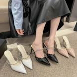 נעלי מעצבים נשים קיץ יוקרה ריינסטון משאבות נשים אופנה פרדות מחודדות בגודל גבוה נשים כפכף עקב גבוה