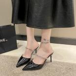 Designer Women Shoes Summer Luxury Rhinestone Women's Pumps Fashion Pointed Toe Mules Plus Size Ladies High Heel Slipper