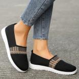 Mix Color Striped Knitted Flats Women Breathable Mesh Soft Sole 2024 Spring Non Slip Casual Walking Shoes 43