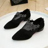 Women 2024 Summer Fashion Black Lace Rhinestone Sandals Flowers Low Heel Sandals Mesh Plus Size Sandalias Mujer Casual S
