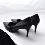 New Soft Leather Black Professional High Heels Female Stiletto All Match Flight Attendant Single Shoes Work Shoes