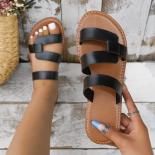 Summer Solid Color Flat Sandals Popula 2024 Open Toe Outdoor Slippers Beach Women's Shoes Plus Size Zapatos De Mujer Sli
