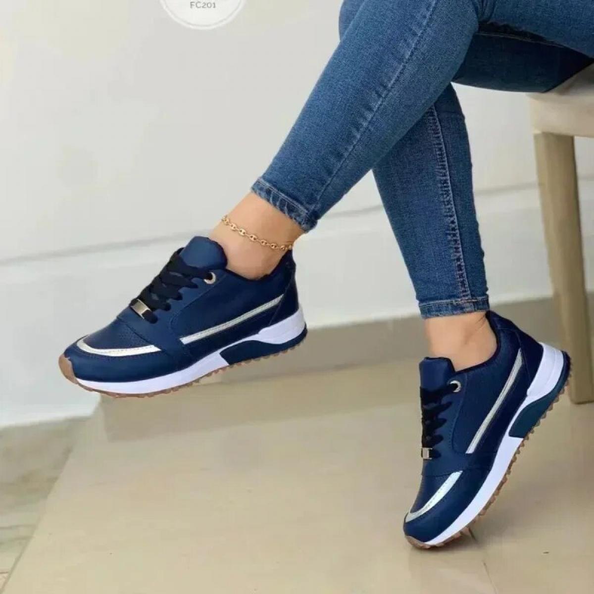 Ladies Sneakers On Sale Fashion Round Toe Flat Platform Shoes Caual Mixed Colors Lace Up Sneakers Outdoor Running Women'