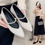 Women Shoes Autumn Pointed Toe Modis Pearl Decorateion Female Footwear Slip On Casual Sneaker Shallow Mouth Fall 2024 Be