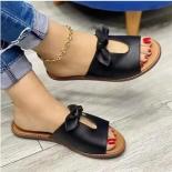 2024 New Summer Women Slippers Shoes Cute Butterfly Knot Flats Casual Sandals Solid Color Beach Sandals Zapatillas Mujer