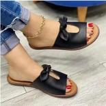 2024 New Summer Women Slippers Shoes Cute Butterfly Knot Flats Casual Sandals Solid Color Beach Sandals Zapatillas Mujer