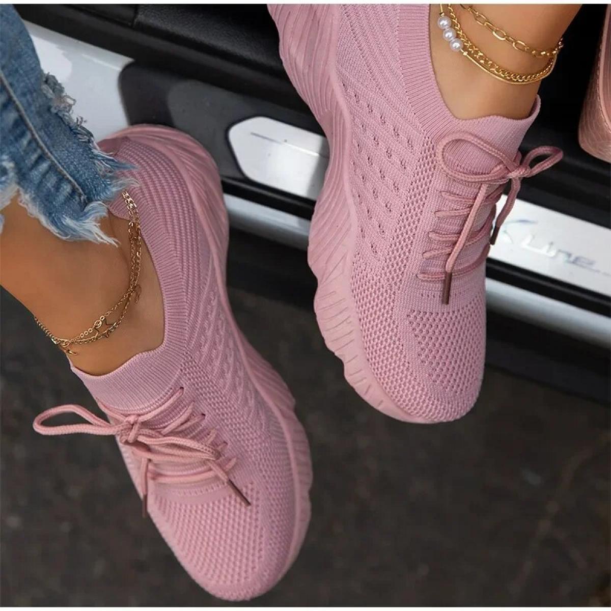 Women's Sneakers Breathable Casual Women Socks Shoes Lace Up Ladies Flats Female Spring Vulcanized Running Zapatillas De