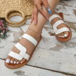 Summer Solid Color Flat Sandals Popula 2023 Open Toe Outdoor Slippers Beach Women's Shoes Plus Size Zapatos De Mujer Sli