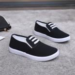 Women  Canvas Slip On Flat Shoes Ladies Black Loafer Black Woman Sneakers Casual Shoes Flats Non Slip One Stepper Canvas