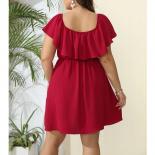 Women's Dress Plus Size Short Sleeve New Casual Boho Beach Summer Dress Woman Off Shoulder Large Size Elegant Party Midi