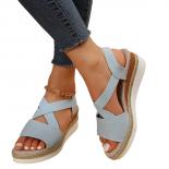 2024 New Women's Sandals Women's Sandals Summer Large Women's Sandals Slope Heel Heel Hemp Bottom Fish Mouth Sandals Sli