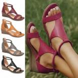 Womens Shoes Comfort Summer 2024 Plus Size 43 Ladies Sandals Heel Zipper Retro Wedge Sandals Woman Soft Bottom Beach Muj
