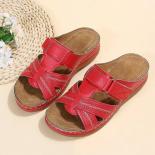 2024 Summer Women Wedge Sandals Premium Orthopedic Open Toe Sandals Vintage Anti Slip Leather Casual Female Platform Ret