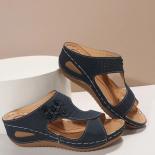 Sandals Women Retro Heels Sandals For 2024 Summer Shoes Women Slip On Wedge Sandalias Mujer Soft Heeled Slippers Indoor 