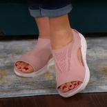 Women Summer Shoes 2023 Mesh Fish Platform Sandals Women's Open Toe Wedge Sandals Ladies Light Casual Shoes Zapatillas M