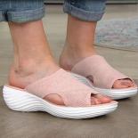 Women Sandals Elastic Force Summer Shoes With Low Heels Sandals Summer Women Slippers Lightweight Slip On Heeled Sandals