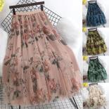 Faldas para mujer Y2k moda Beige tul Falda larga por debajo de la rodilla primavera novedad de verano en una línea falda Vintage