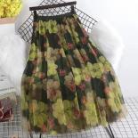 Faldas para mujer Y2k moda Beige tul Falda larga por debajo de la rodilla primavera novedad de verano en una línea falda Vintage