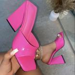 Women Summer Square Toe Sandals Slippers Strange Heels Mules Women High Heeled Slippers Ladies Slip On Party Nightclub S