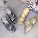 New Women Summer Slippers Ladies Glitter Pu Wedges Shoes Female Casual Slingbacks Sandals Comfortable Platform Woman