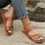 Summer Solid Color Flat Sandals Popular Open Toe Outdoor Slippers Casual Beach Women's Shoes Slides