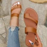 Summer Solid Color Flat Sandals Popular Open Toe Outdoor Slippers Casual Beach Women's Shoes Slides
