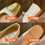 Summer Womens Flats Square Buckle Comfortable Ballerinas Soft Square Toe Ballet Flat Shoes  Jane Woman Leather Shoes New