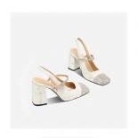 Little Fragrant Wind Mary Jane For Women's 2024 Spring/summer New Thick Heels With High Heels, Straight Line, Wrapped Sa