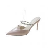 Designer Women Shoes Summer Luxury Rhinestone Women's Pumps Fashion Pointed Toe Mules Plus Size Ladies High Heel Slipper