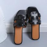 Plus Size 35 43 Flat Women Slippers 2024 New Chain Square Toe Flat Shoes Women Sandalias