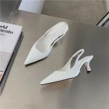 Pointed Toe Women Sandals 2023 New Arrivals Black White Silver Summer Dress Shoes Thin High Heels Elastic Band Ladies Pa
