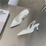 Pointed Toe Women Sandals 2023 New Arrivals Black White Silver Summer Dress Shoes Thin High Heels Elastic Band Ladies Pa
