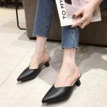 Thin Heels Pointed Toe Female Shoes Ladies' Slippers Low Shallow Mules For Women Luxury Slides New Designer Fashion Bas