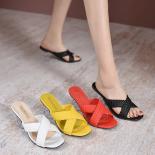 Shoes Female 2024 High Quality High Heels Women's Slippers Summer Casual Slippers Women Square Toe Solid Color Ladies Sh
