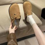 2024 Spring Women's Closed Toe Slippers Suede Leather Clogs Sandals For Women Retro Fashion Garden Mule Clog Slides