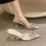 Women Luxury Pumps Transparent High Heels Sandals Woman New Brand Fashion High Heel  Pointed Toe Slip On Wedding Party P