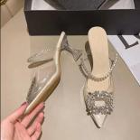 Women Luxury Pumps Transparent High Heels Sandals Woman New Brand Fashion High Heel  Pointed Toe Slip On Wedding Party P