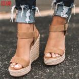 Summer Platform Sandals Women Peep Toe High Wedges Heel Ankle Buckles Sandalia Espadrilles Female Sandals Shoes