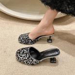 Bling Sequin Cloth Mules Shoes Women High Heels Close Toe Slides Elegant Ladies Pumps For Party Dress Shoes Female Shall