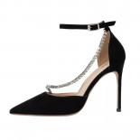 Elegant Wedding Shoes Woman Ankle Strap Sandals Jewel Thin Heels Brideshoes Pointed Toe High Heels Slingback Pumps